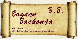 Bogdan Bačkonja vizit kartica